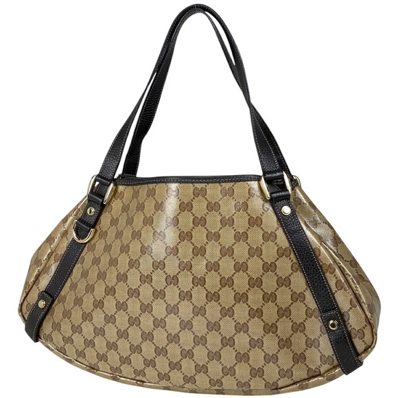 Gucci GG Crystal Shoulder Bag Abbey Canvas Brown - Picture 1 of 6